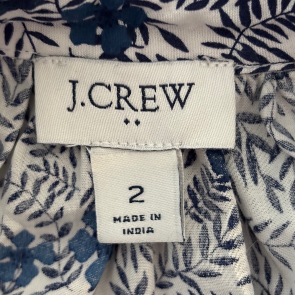 J.Crew Floral Blue and White Cotton Dress 2 - Picture 10 of 12